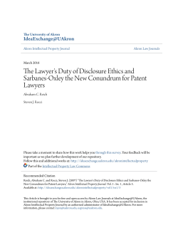 The Lawyer`s Duty of Disclosure Ethics and Sarbanes