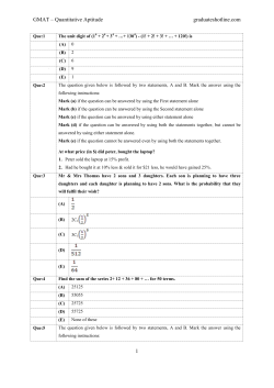 GMAT &ndash; Quantitative Aptitude graduateshotline.com 1