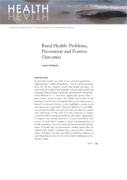Rural Health: Problems, Prevention and Positive