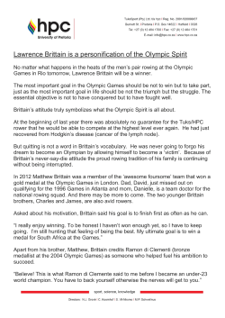 Lawrence Brittain is a personification of the Olympic Spirit