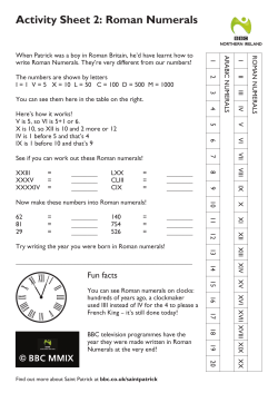 Activity Sheet 2: Roman Numerals