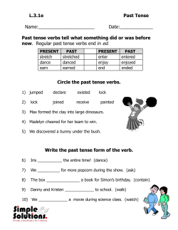 Past tense verbs tell what something did or was