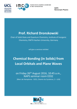 Prof. Richard Dronskowski Chemical Bonding (in Solids) from Local