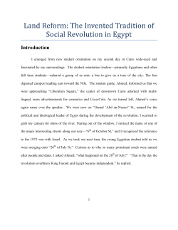 Land Reform: The Invented Tradition of Social Revolution in Egypt
