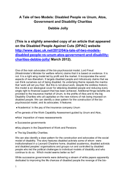 A Tale of two Models - Centre for Disability Studies