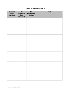 Tasks to Standards, part 2 Common Core Standard PA Common