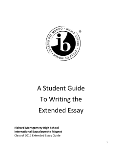 A Student Guide To Writing the Extended Essay