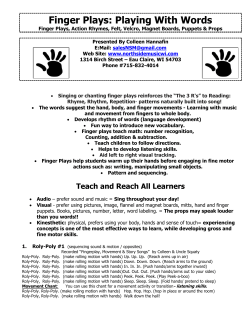 Finger Plays: Playing With Words - UW