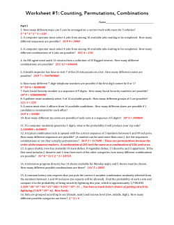 Worksheet #1: Counting, Permutations, Combinations