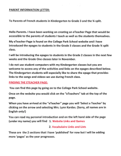 PARENT INFORMATION LETTER: To Parents of French students in