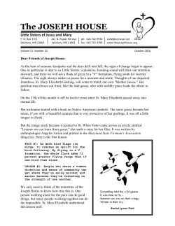 October 2016 - The Joseph House