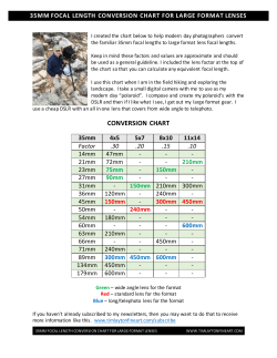 35mm focal length conversion chart for large format lenses