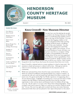 Summer 2015 - Henderson County Heritage Museum