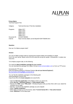 Fixing Allplan Technical Support FAQ Category: Technical Services