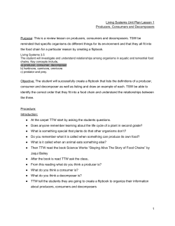 Living Systems Unit Plan Lesson 1 Producers, Consumers and