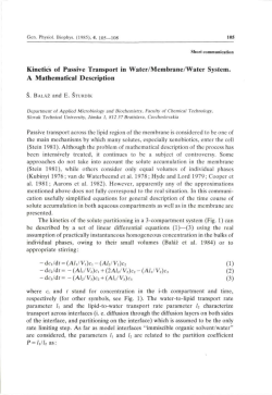 Kinetics of Passive Transport in Water/Membrane/Water System. A