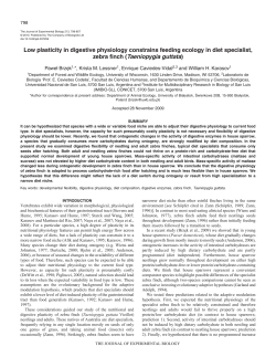Low plasticity in digestive physiology constrains - BIOL