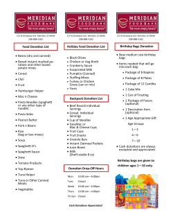 Food Donation List &bull; Beans (dry and canned) &bull; Boxed instant