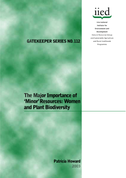 The Major Importance of `Minor`Resources: Women and Plant