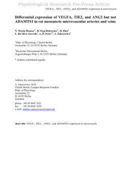 Differential expression of VEGF, Tie2, vWF, and Ang2 in arteries and
