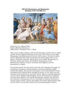 FIH 215 Renaissance and Mannerism