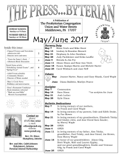 May/June 2017 - Presbyterian Congregation of Middletown PA