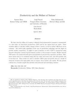Productivity and the Welfare of Nations&lowast;