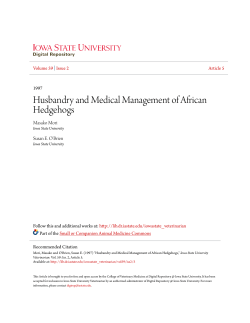 Husbandry and Medical Management of African Hedgehogs