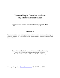 Pairs trading in Canadian markets