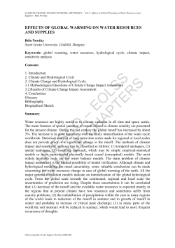 Effects of Global Warming on Water Resources and