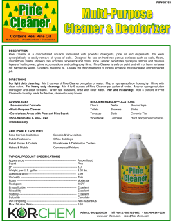 PIF# 01763 DESCRIPTION Pine Cleaner is a concentrated solution