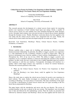 Critical Success Factors for Positive User Experience