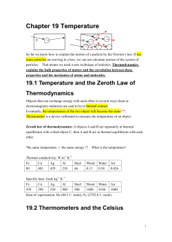 Chapter 19 Temperature