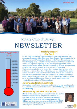 NEWSLETTER - Rotary Club of Balwyn