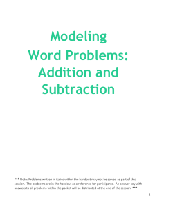 Modeling Word Problems: Addition and Subtraction