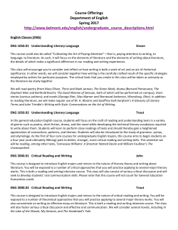 Course Offerings Department of English Spring 2017 http://www