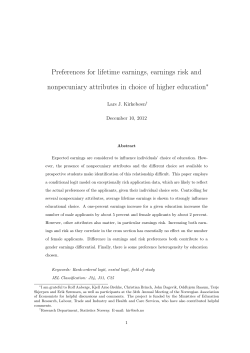 Preferences for lifetime earnings, earnings risk and nonpecuniary