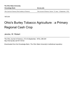 Ohio`s Burley Tobacco Agriculture : a Primary Regional Cash Crop