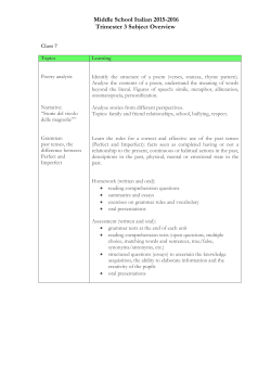 Middle School Italian 2015-2016 Trimester 3 Subject Overview
