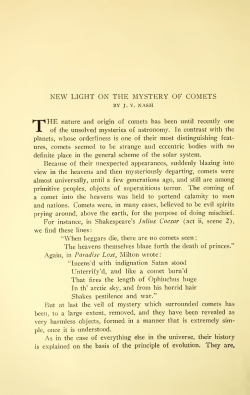 New Light on the Mystery of Comets.