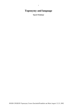 Toponymy and language