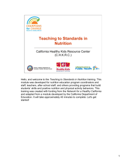 Teaching to Standards in Nutrition Presentation