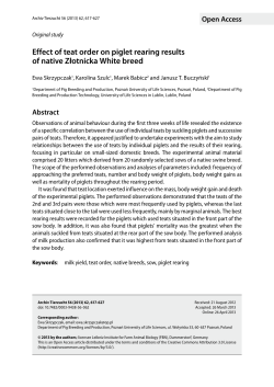 Effect of teat order on piglet rearing results of native Złotnicka White
