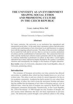 THE UNIVESITY AS AN ENVIRONMENT SHAPING SOCIAL ETHOS AND PROMOTING