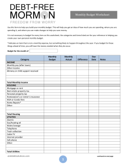 Monthly Budget Worksheet - Debt