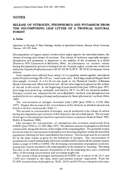 release of nitrogen, phosphorus and potassium from the