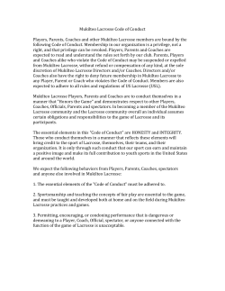 Mukilteo Lacrosse Code of Conduct Players, Parents, Coaches and