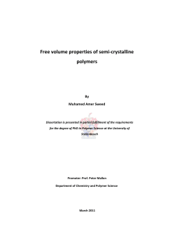 Free volume properties of semi crystalline polymers