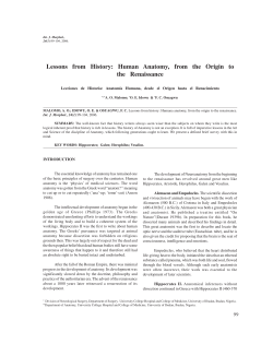 Lessons from History: Human Anatomy, from the Origin