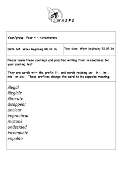 illegal illegible illiterate disappear unclear impractical mistook